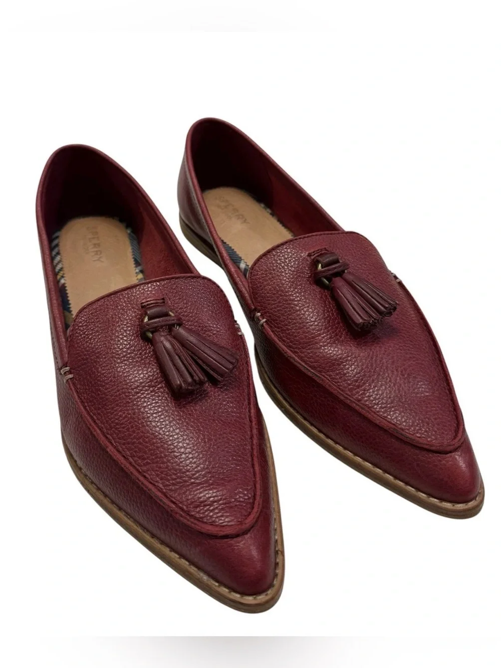 Sperry Saybrook Tassel Loafers Burgundy Leather Pointed Toe EUC Size 11